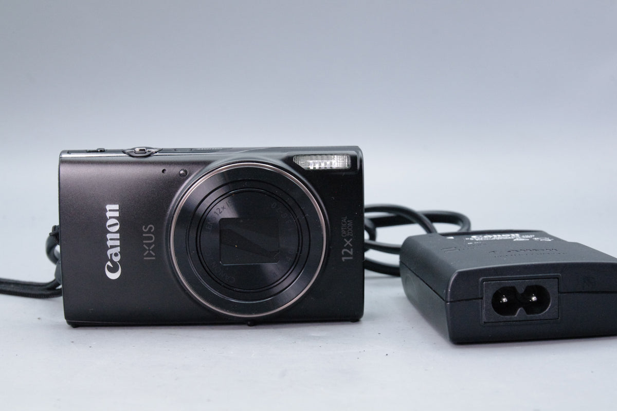 Canon IXUS 285 HS 20.2MP Digital Camera Black 12x Zoom Charger Tested