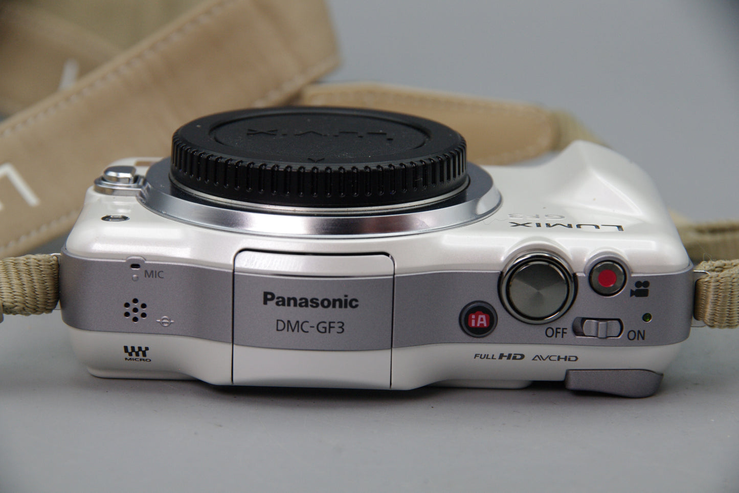 Panasonic Lumix DMC‑GF3 12MP Body in White with Charger – Excellent Condition
