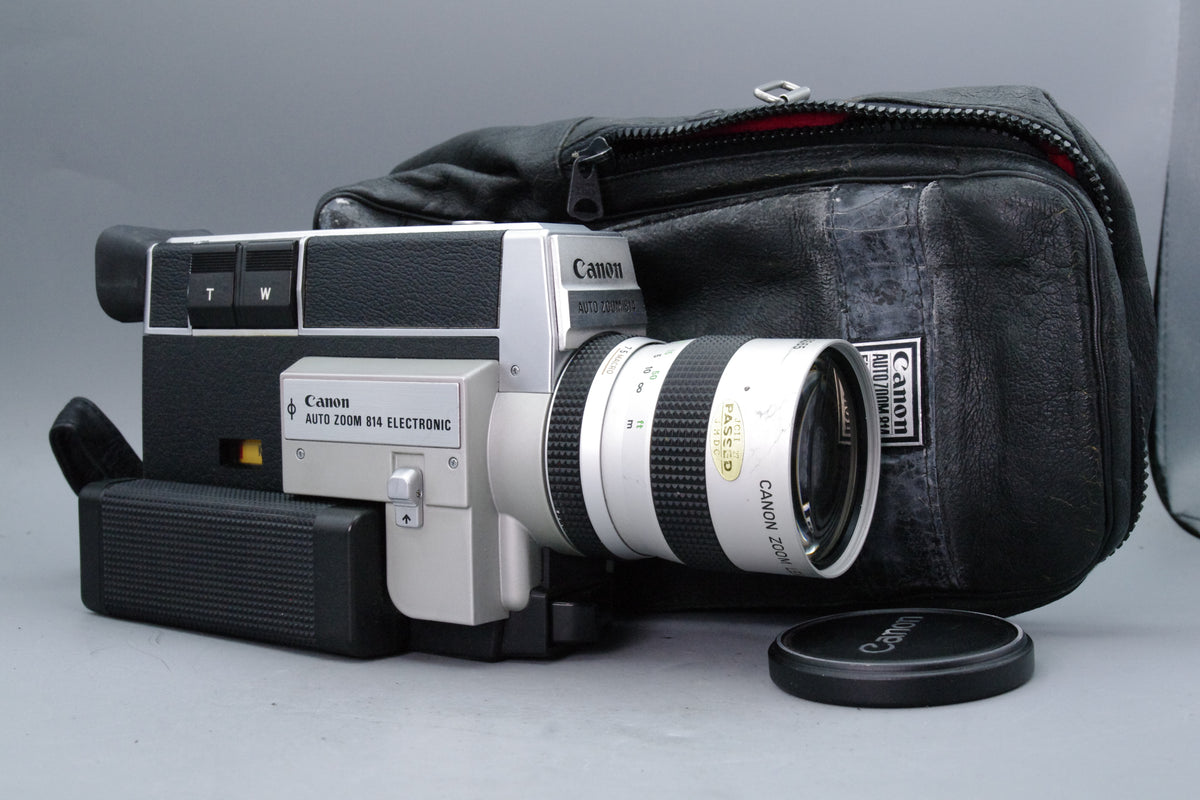 Canon Auto Zoom 814 Electronic Super 8 Movie Camera Case Cap Tested Working