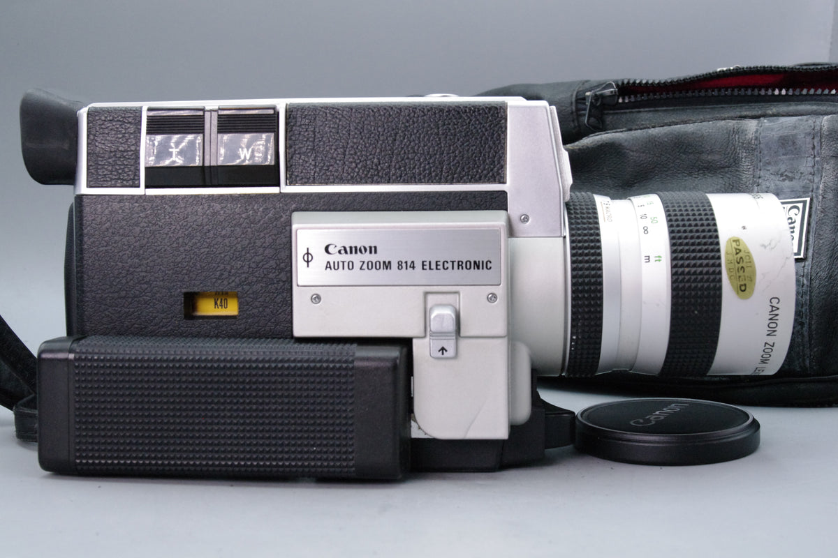 Canon Auto Zoom 814 Electronic Super 8 Movie Camera Case Cap Tested Working