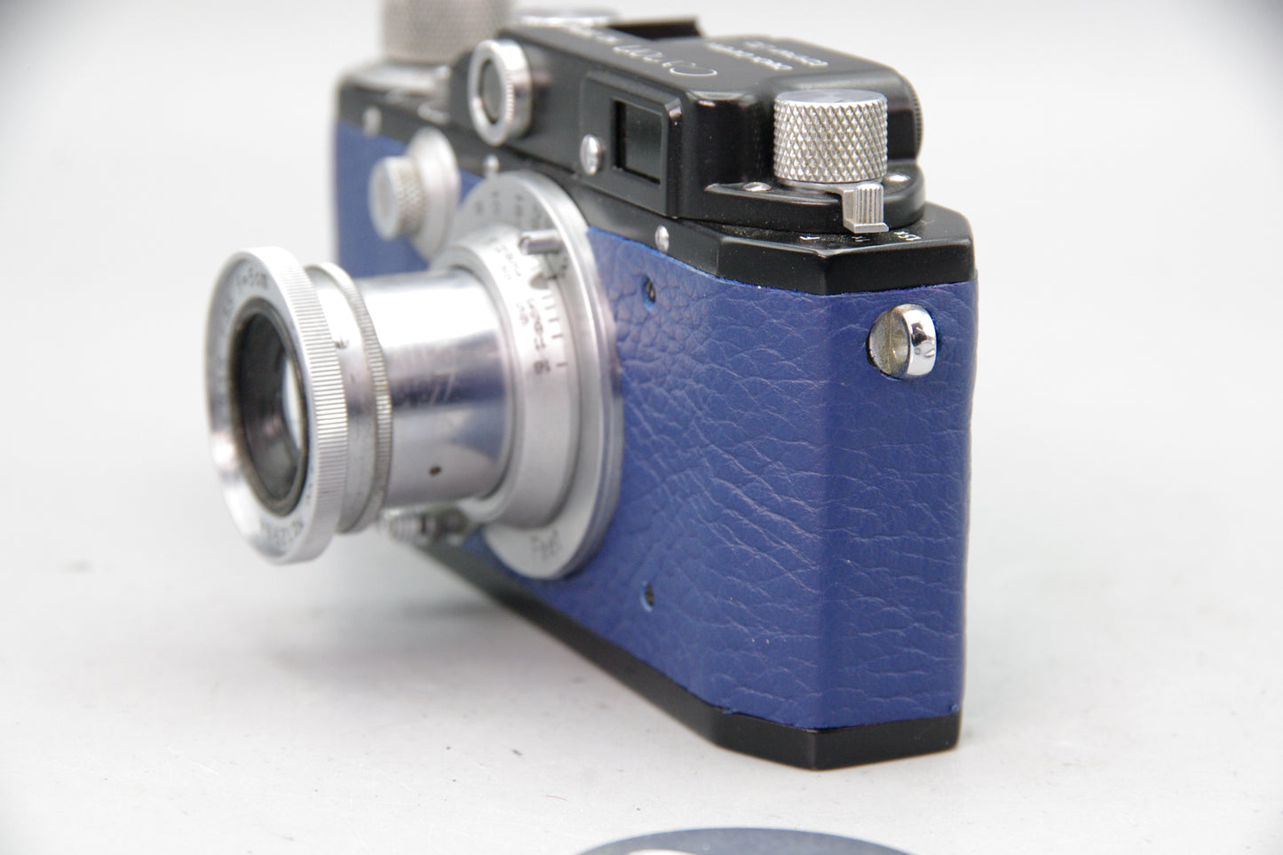 Canon IIB Rangefinder with 5cm F3.5 Serenar Lens – Black Body with Blue cover