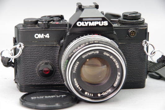 Olympus OM‑4 35mm SLR Film Camera with Zuiko 50mm F1.8 Lens – Very Good