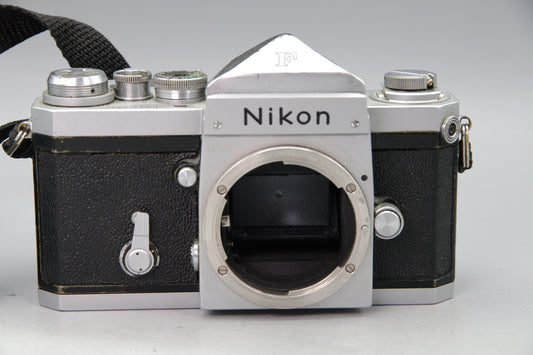 Nikon F 35mm SLR Camera Body Classic - Working but Damage to Prism