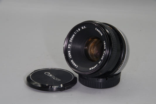 Canon FD 50mm f/1.8 S.C. Prime Lens Manual Focus with Caps – Tested VGC