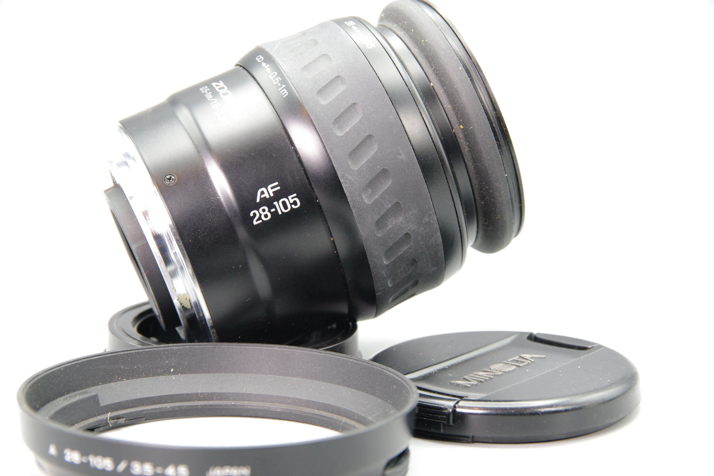 Minolta Zoom Xi 28‑105mm f3.5‑4.5 Autofocus A Mount Lens with Caps/Hood