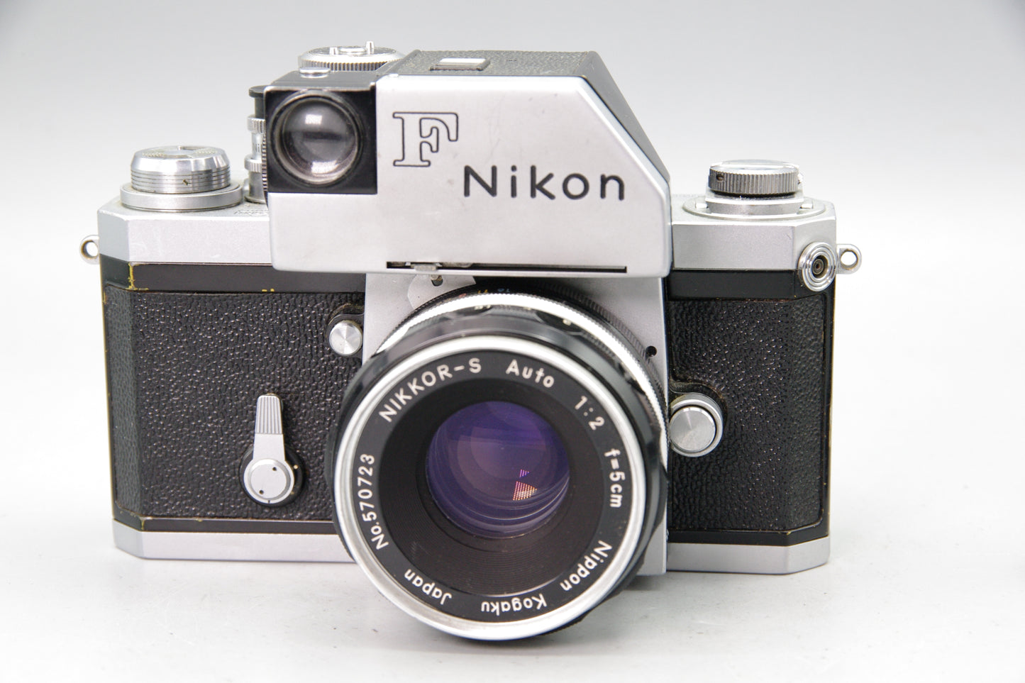Nikon F Photomic 35mm SLR with Nikkor‑S 5cm f2 Lens and Hood