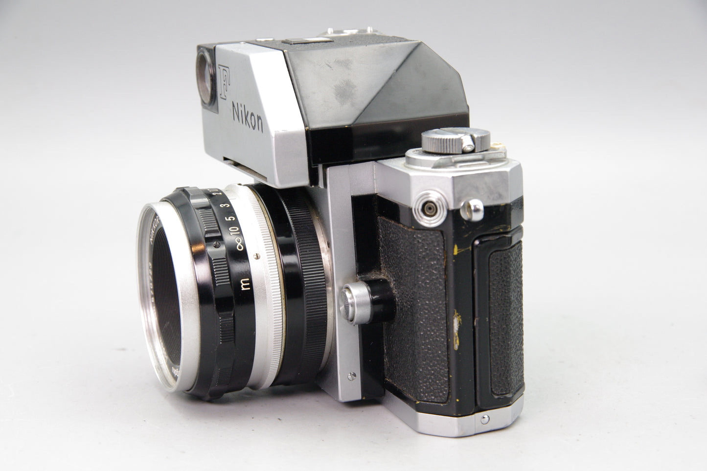Nikon F Photomic 35mm SLR with Nikkor‑S 5cm f2 Lens and Hood