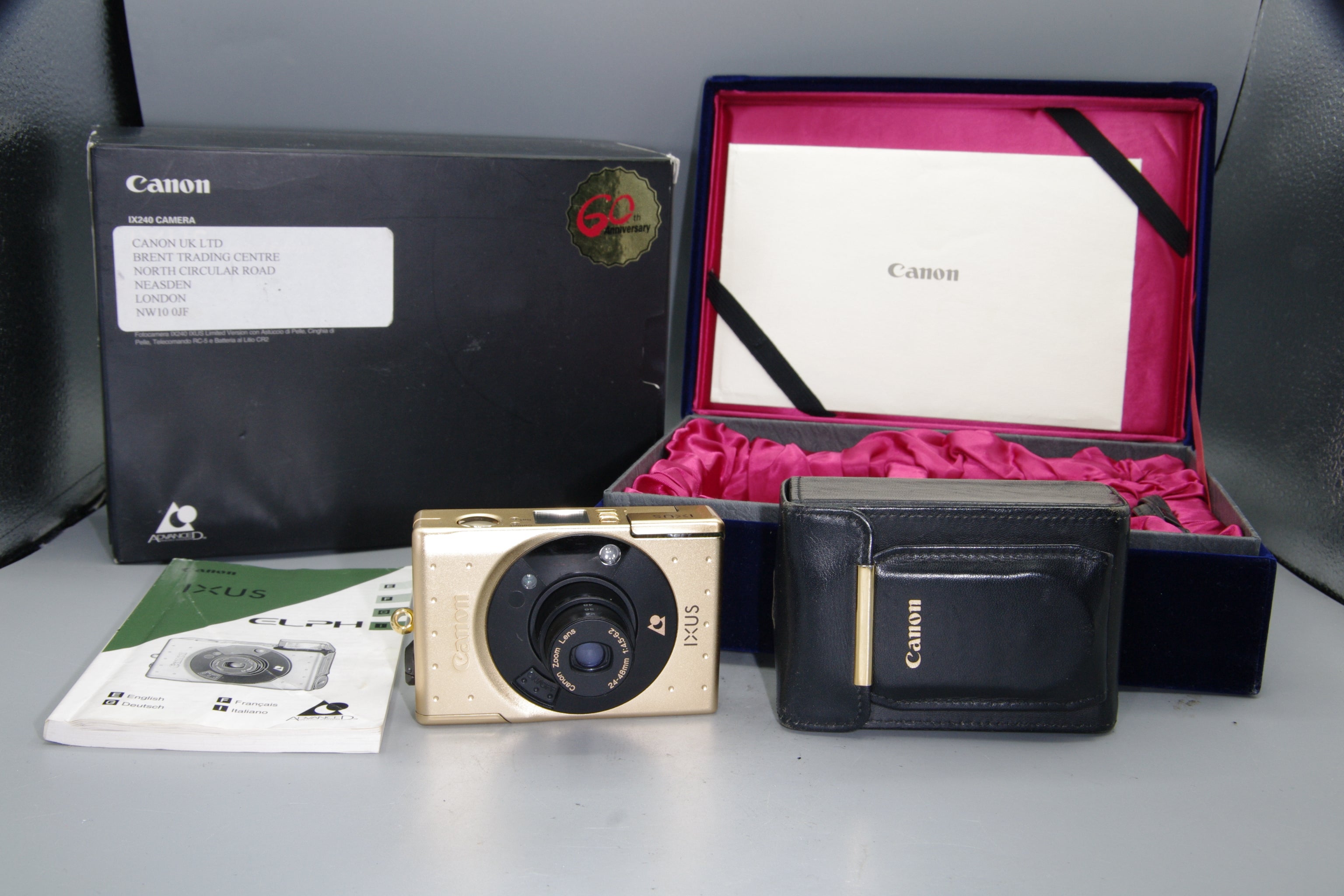 Canon Ixus IX240 Limited Edition Gold APS Camera 60th anniversary