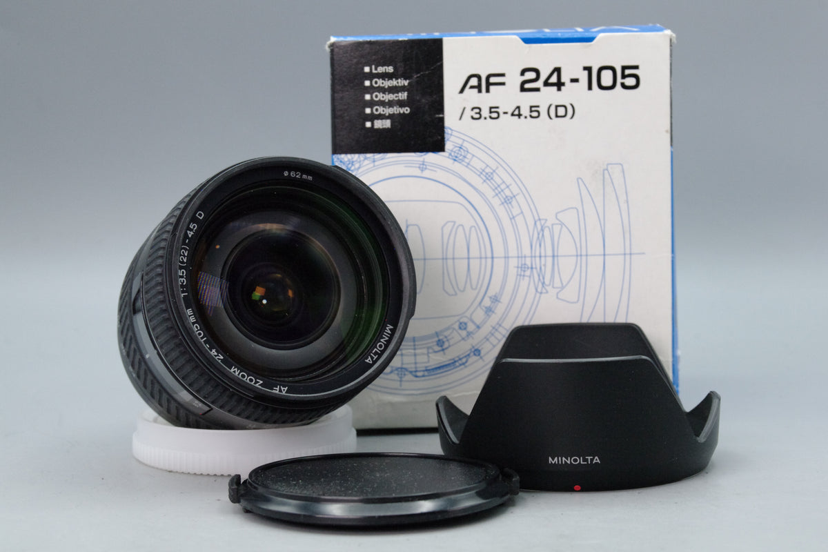 Minolta AF 24–105mm f/3.5–4.5 D Lens A‑Mount – Excellent with Hood