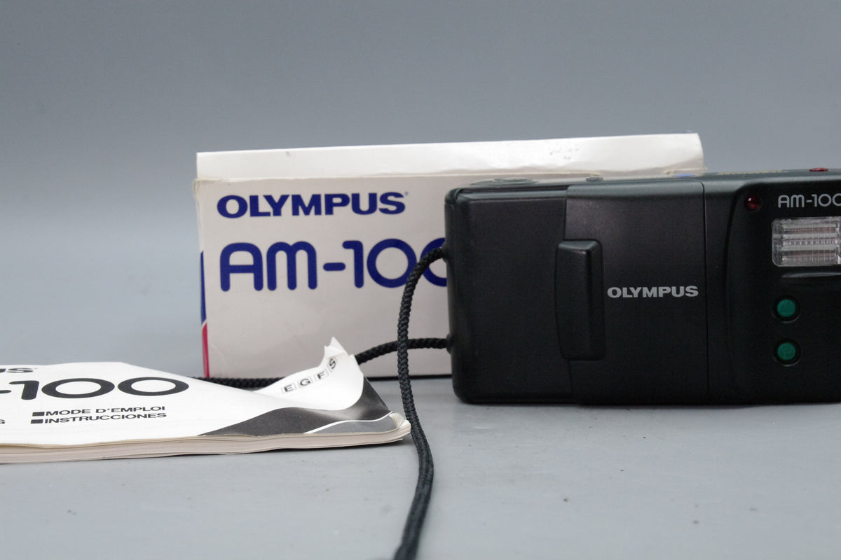 Olympus AM‑100 35mm Compact Camera – Tested & Working – Boxed