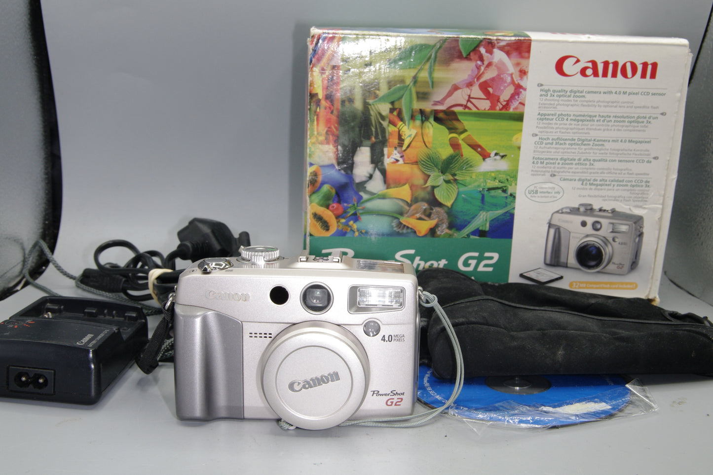 Canon PowerShot G2 4MP Digital Camera Boxed + Charger + Case