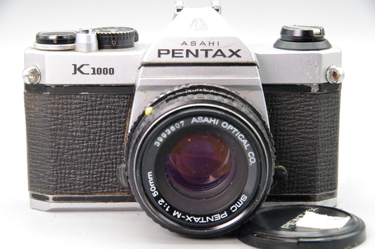Pentax K1000 35mm SLR Camera with Pentax-M 50mm f/2 Lens + Battery