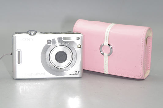 Sony Cybershot DSC-W35 7.2MP Compact Camera and Pink Case