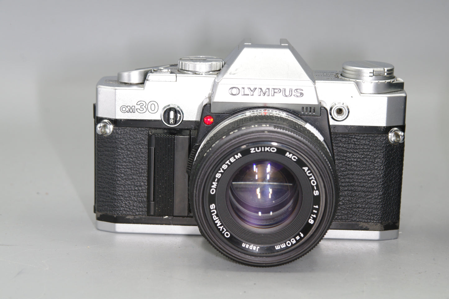 Olympus OM30 35mm SLR Camera with 50mm Lens and Case + New Batteries