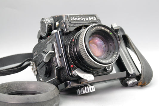 Mamiya M645 1000s with 80mm f/2.8, Grip and Metered Prism – Faults Listed