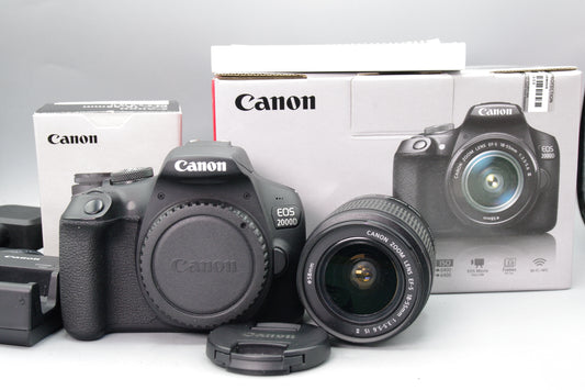 Canon EOS 2000D + 18–55mm II IS Lens – Excellent Boxed – DSLR – 24MP
