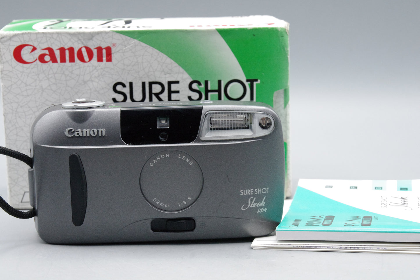 Canon Sure Shot Sleek 35mm Film Camera – Boxed with Instructions – Very Good