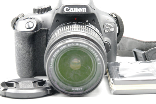 Canon EOS 4000D DSLR 18MP Kit w/ 18-55mm IS II Lens battery and charger
