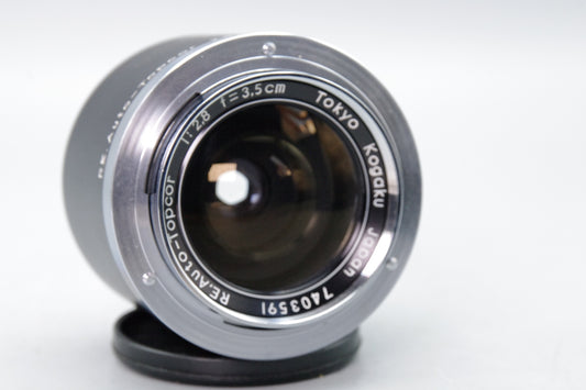 Topcon RE Auto‑Topcor 3.5cm f/2.8 Lens – Serviced – Excellent Condition  with hood