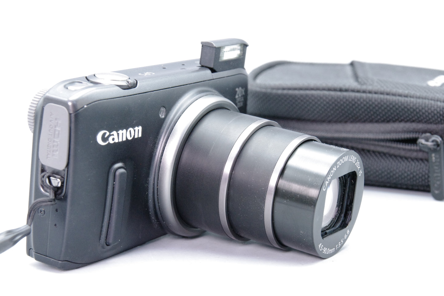 Canon PowerShot SX260 HS – 20× Zoom Compact – GPS – Black – Excellent – With Case