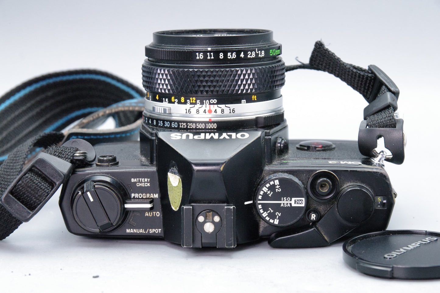 Olympus OM-2 Spot/Program 35mm SLR + 50mm f/1.8 Lens + New batteries