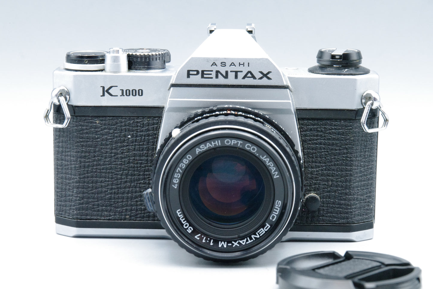 Pentax K1000 35mm SLR Camera + Pentax‑M 50mm f/1.7 Lens – Battery – Very Good