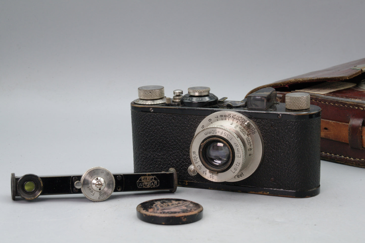 Leica I Model A 1930 + Elmar 50mm F3.5 + Finder + Case – S/N 23535