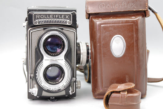 Rolleiflex 3.5 T TLR with 75mm f/3.5 Tessar Lens + Case – Meter Working