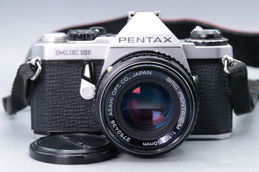 Pentax ME Super 35mm SLR + Pentax‑M 50mm f/1.7 Lens – Tested – Batteries – VGC