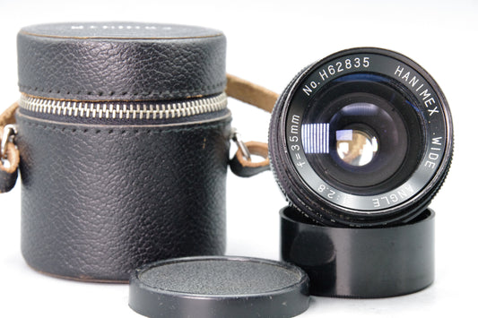 Hanimex 35mm f/2.8 Wide Angle Lens – M42 Mount – Very Good – With Case