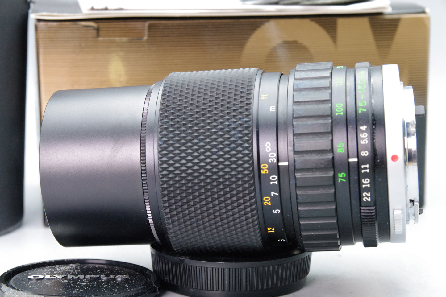 Olympus Zuiko 75–150mm f4 Zoom Lens – OM Mount Manual Focus Boxed