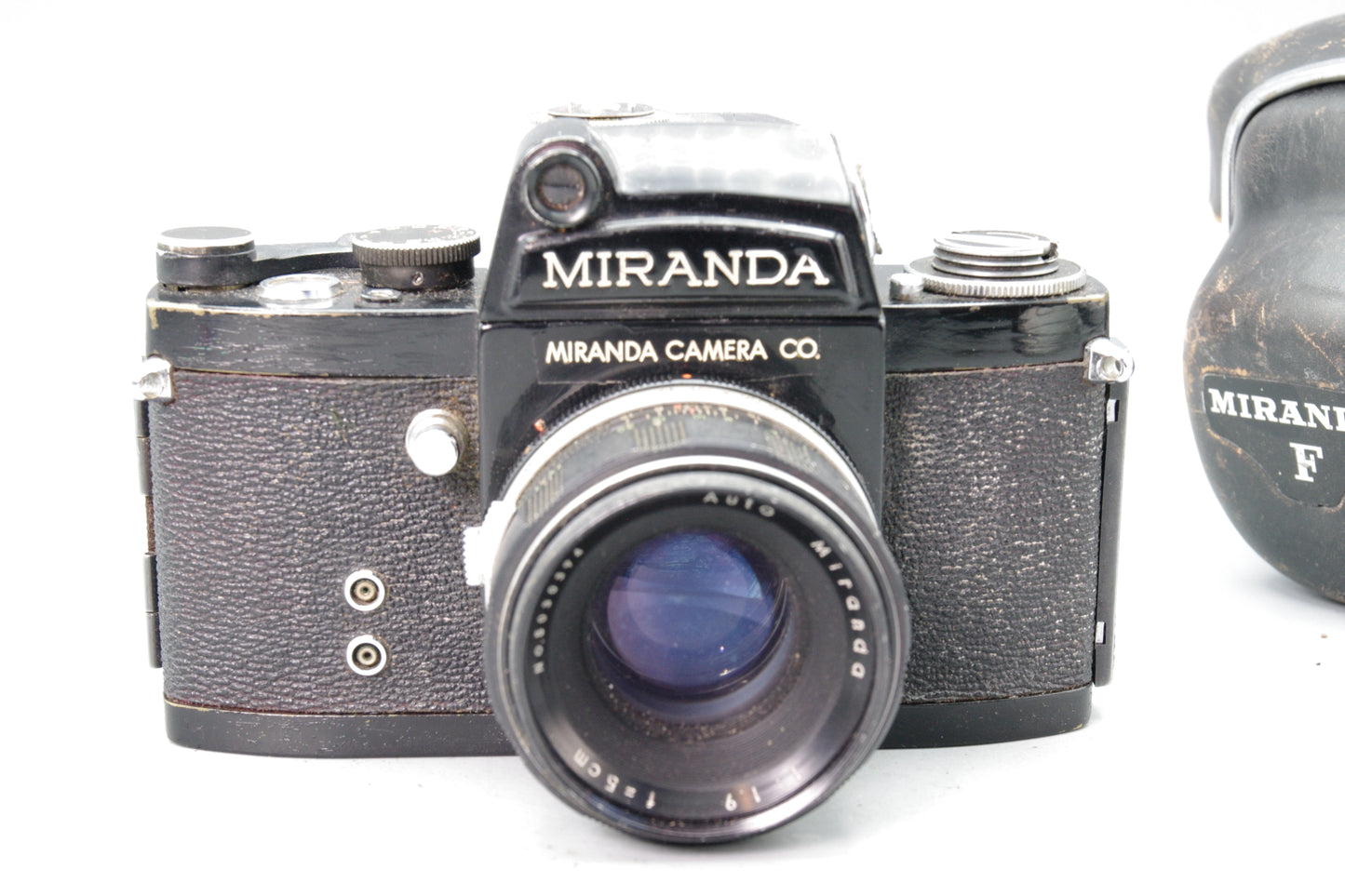 Black Miranda F with Metered Prism and 50mm f/1.9 lens and case