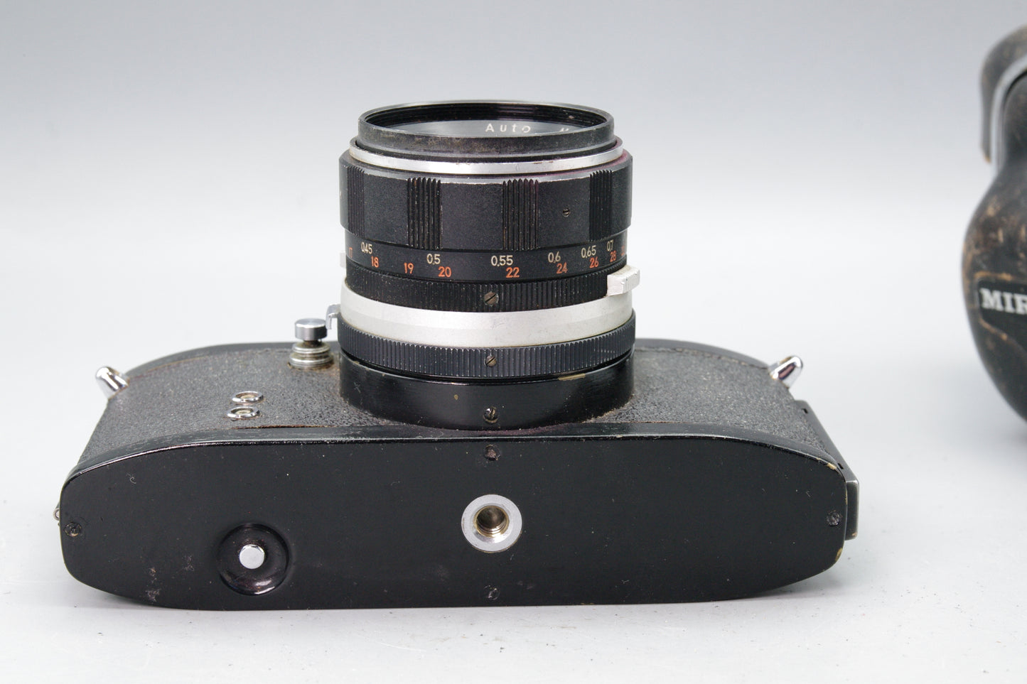 Black Miranda F with Metered Prism and 50mm f/1.9 lens and case
