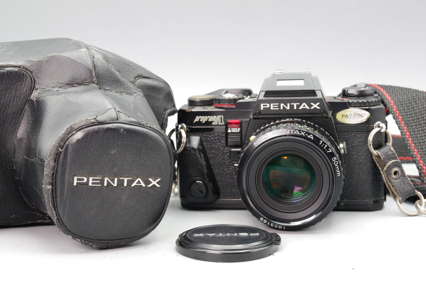 Pentax Program A 35mm SLR with 50mm F/1.7 Lens + Batteries + Case – VGC