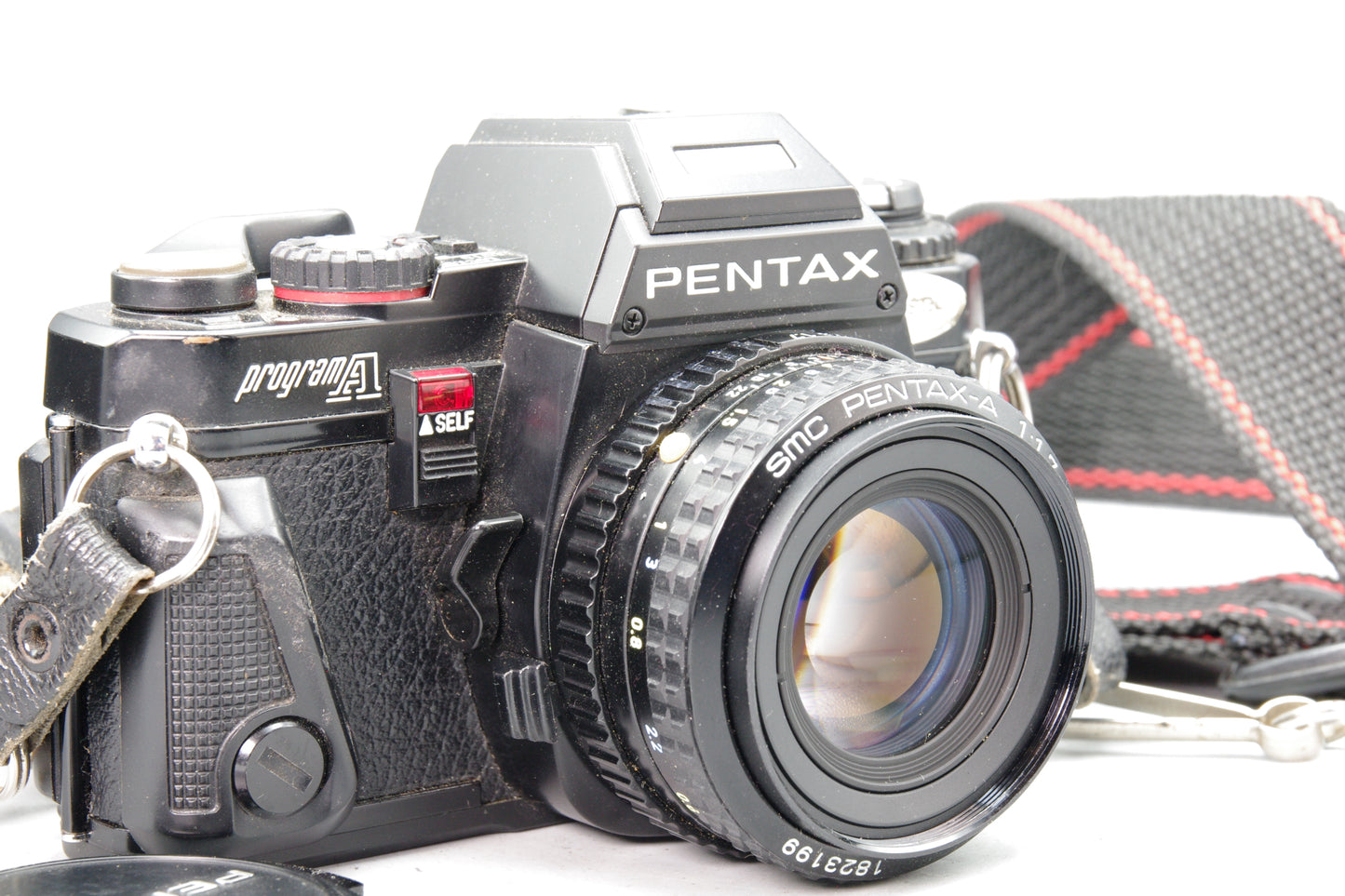 Pentax Program A 35mm SLR with 50mm F/1.7 Lens + Batteries + Case – VGC