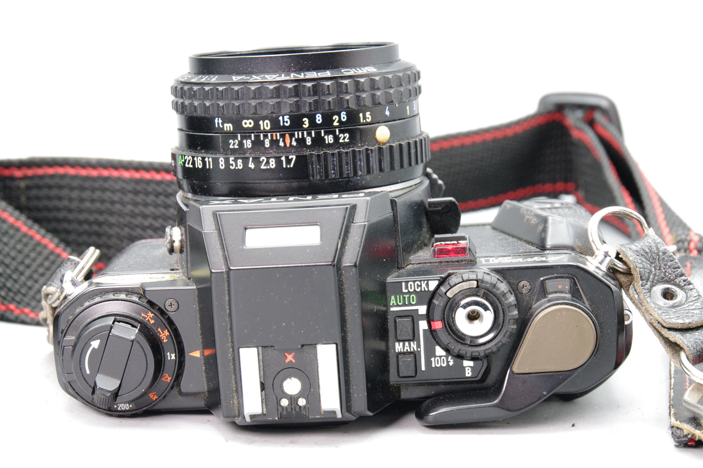 Pentax Program A 35mm SLR with 50mm F/1.7 Lens + Batteries + Case – VGC