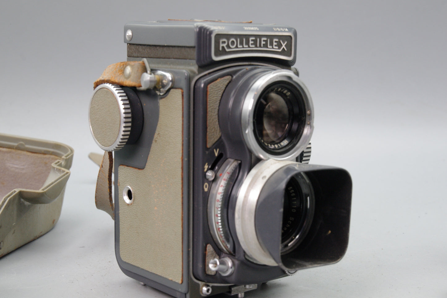Grey Baby Rolleiflex 4×4 with 60mm f/3.5 Xenar – Serviced – With Case