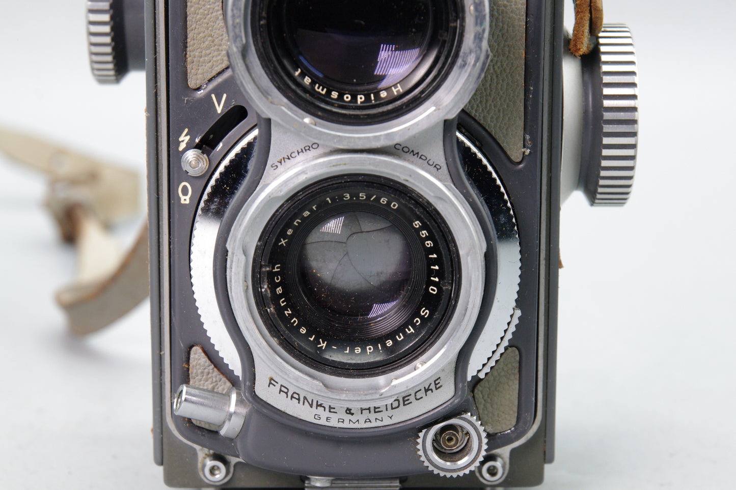 Grey Baby Rolleiflex 4×4 with 60mm f/3.5 Xenar – Serviced – With Case