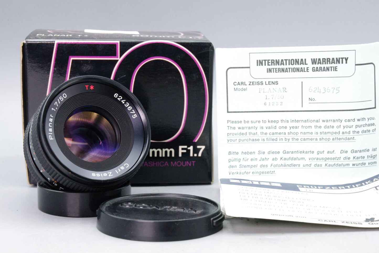 Carl Zeiss Planar 50mm F1.7 Lens Contax/Yashica Mount Excellent Boxed