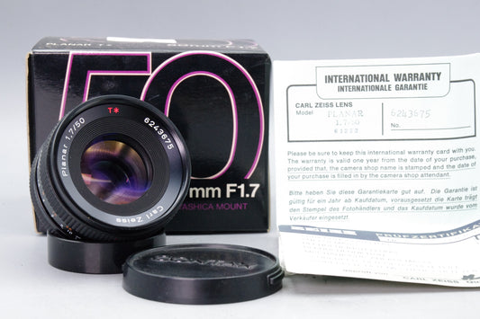 Carl Zeiss Planar 50mm F1.7 Lens Contax/Yashica Mount Excellent Boxed