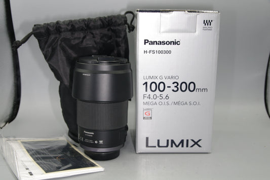 Lumix G Vario 100-300mm F/4.0-5.6 Mega O.I.S. M4/3 Lens - Excellent Boxed