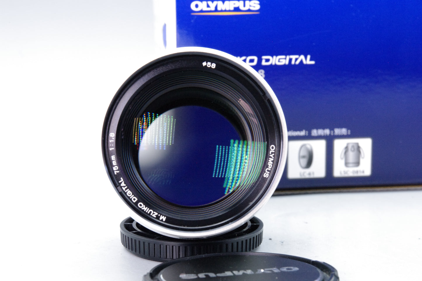 Olympus M.Zuiko Digital ED 75mm f/1.8 Lens – Silver – Boxed – Near Mint