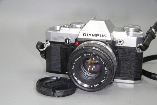 Olympus OM30 35mm SLR Camera + 50mm Lens – Tested&Working VGC