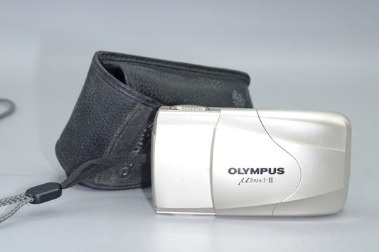 Olympus MJU II Ultra Compact 35mm Camera with 35mm F/2.8 Lens and case