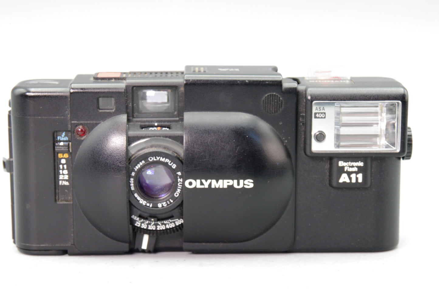 Olympus XA 35mm Rangefinder Camera + A11 Flash – Tested – Very Good Cond