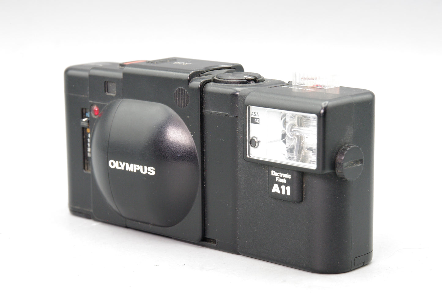 Olympus XA 35mm Rangefinder Camera + A11 Flash – Tested – Very Good Cond