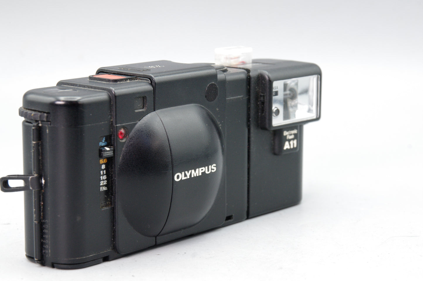 Olympus XA 35mm Rangefinder Camera + A11 Flash – Tested – Very Good Cond