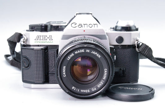 Canon AE-1 Program + FD 50mm f/1.8 Lens  Tested & Working - VGC