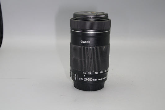 Canon EF-S 55-250mm F/4-5.6 IS STM AF Zoom Lens with Caps Excellent