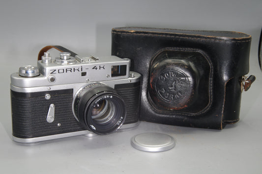 Zorki-4K 35mm Rangefinder Camera + Jupiter-8 50mm f/2 Lens + Case – USSR Leica
